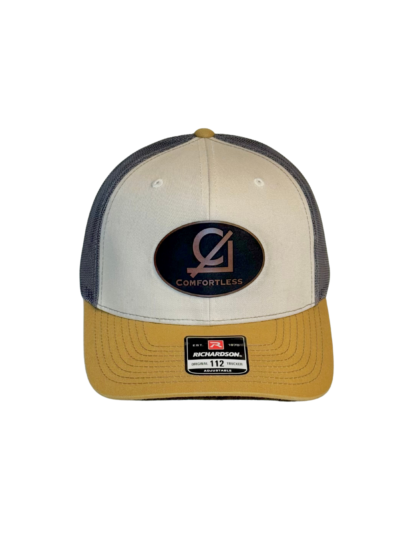 Snapback Trucker Cap, Mid Profile, Oval Logo leather patch