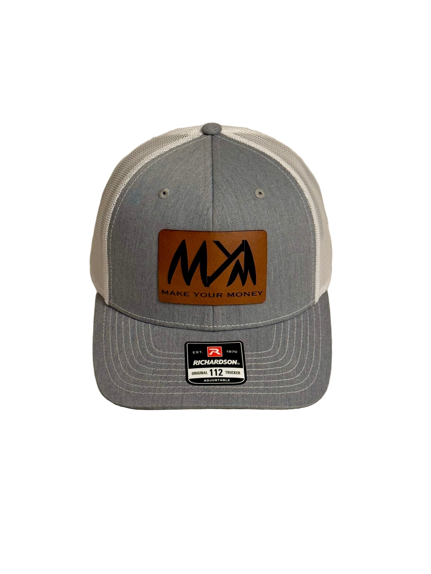 Snapback Trucker Cap, Mid Profile, Make Your Money Logo leather patch