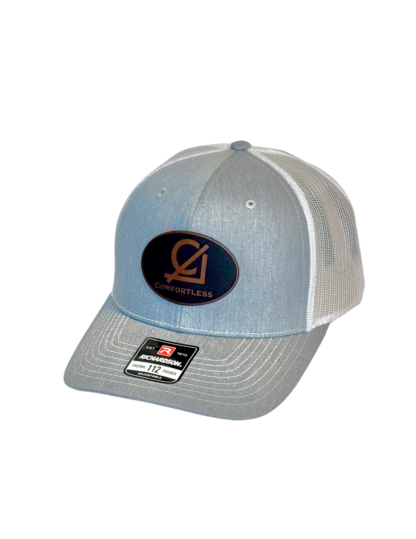 Snapback Trucker Cap, Mid Profile, Oval Logo leather patch